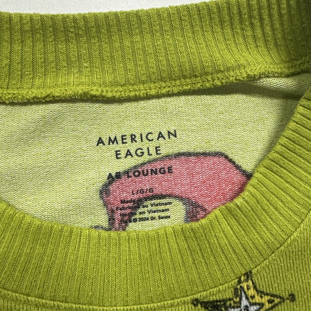 American Eagle Women's Cropped Grinch Lounge Pajama Top Green, Size L - Picture 3 of 5